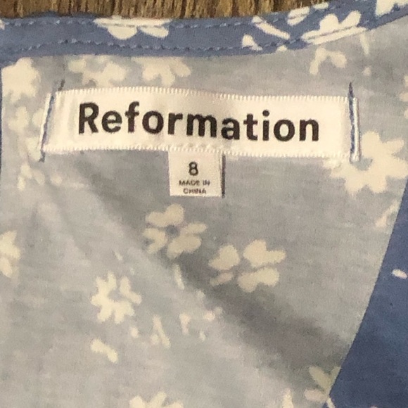 Reformation Isador Dress Women's 8 Blue Floral Print Sleeveless V Neck Spring - Picture 2 of 5